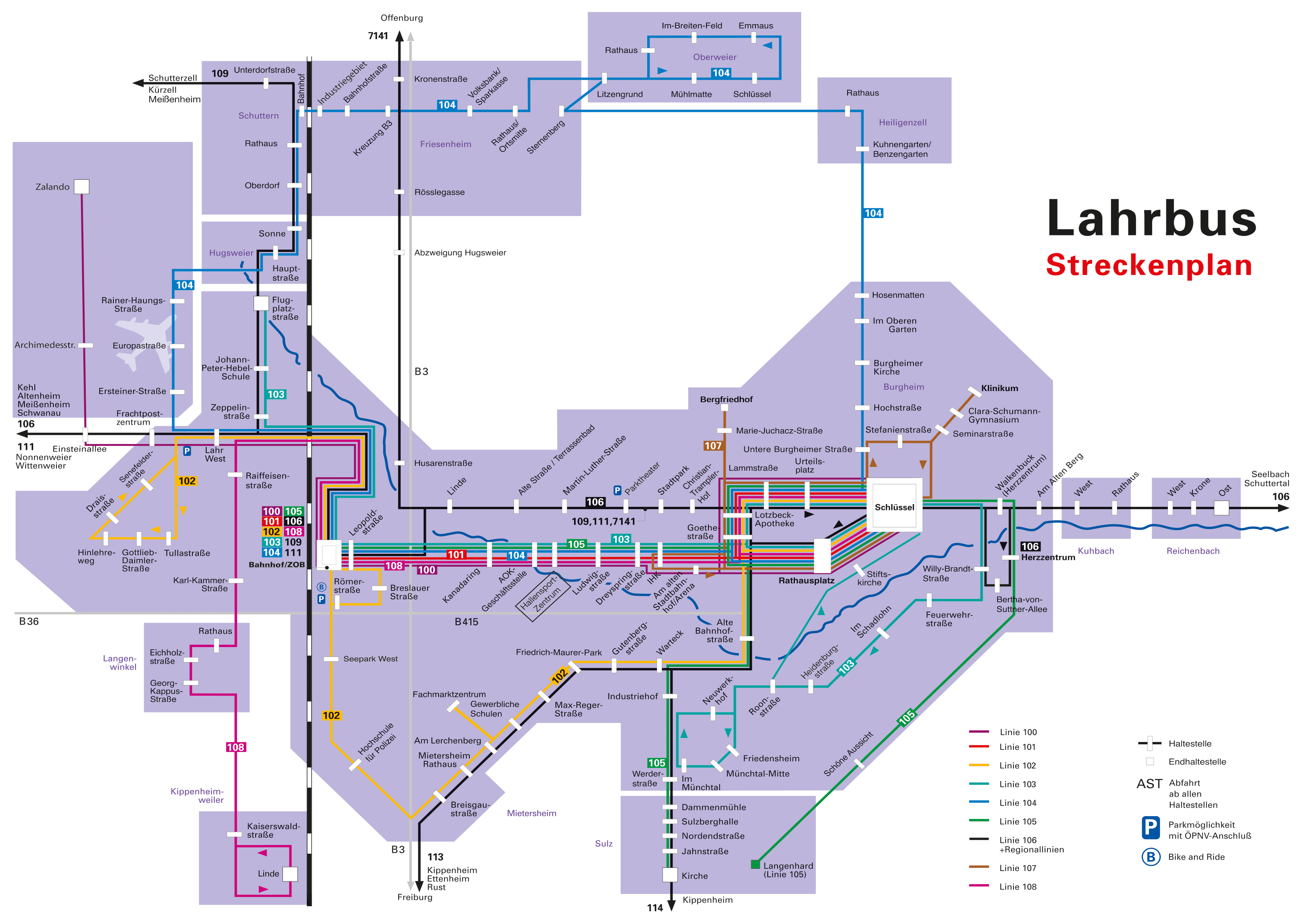 Streckenplan Lahrbus